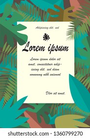 tropical leaf vector poster paper template.