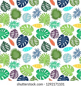 Tropical Leaf Vector Seamless Pattern or Background