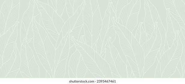 Tropical leaf wallpaper, luxury botanical nature leaf design, vector background with green banana leaf lines. Hand drawn, suitable for fabric design, print, cover, banner and invitations.