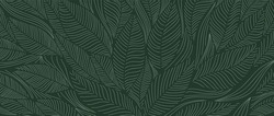 Tropische Blätter Tapete, Luxus Natur Blätter Muster Design, Golden Banana Blätter Linie Kunst, Handgezeichnet Umriss Design Für Gewebe , Druck, Cover, Banner Und Einladung, Vektorgrafik.