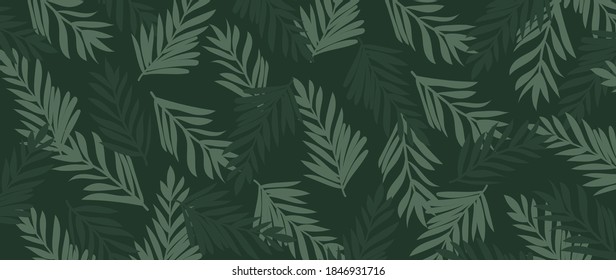 Tropical leaf Wallpaper, Luxury nature leaves pattern design, Green palm leaf line arts, Hand drawn outline design for fabric , print, cover, banner and invitation, Vector illustration.