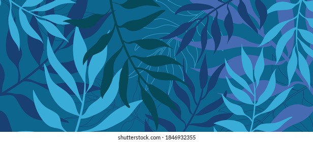 Tropical leaf Wallpaper, Luxury nature leaves pattern design, Golden banana leaf line arts, Hand drawn outline design for fabric , print, cover, banner and invitation, Vector illustration.