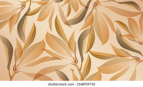 Tropical leaf Wallpaper, Luxury nature leaves pattern design, Golden leaf line arts, Hand drawn abstract art design for fabric , print, cover, banner and invitation card. Vector illustration