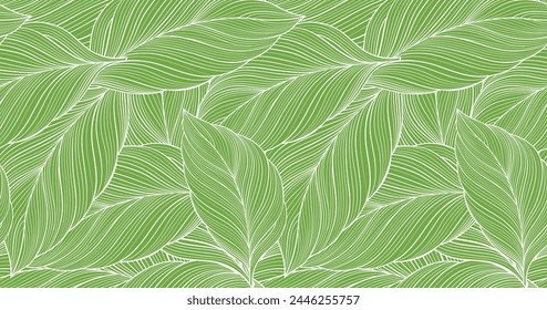 Tropical leaf Wallpaper, Luxury nature leaves pattern design, Golden banana leaf line arts, Hand drawn outline design for fabric , print, cover, banner and invitation