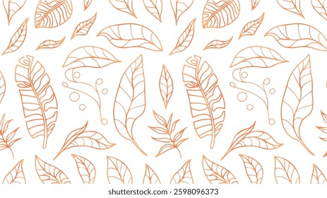 Tropical leaf Wallpaper, Luxury nature leaves pattern design, banana leaf line arts, Hand drawn outline design for fabric , print, cover, banner and invitation, Vector illustration. white background