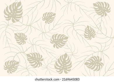 Tropical leaf wallpaper, Nature leaf pattern design with hand drawn pastel color concept for fabrics, prints, covers, banners, invitations and more