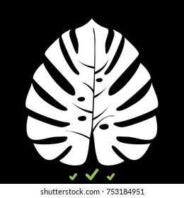 Tropical leaf white icon .