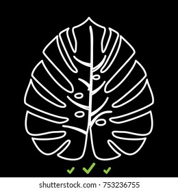 Tropical leaf white icon .