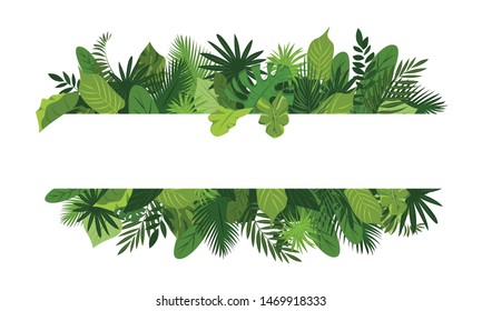 Tropical leafs concept banner. Cartoon illustration of tropical leafs vector concept banner for web design