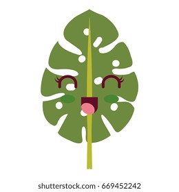 tropical leafs decorative kawaii character