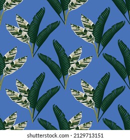 tropical leafs and florals seamless pattern design