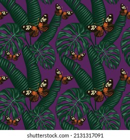folletos tropicales y flores diseño de patrones sin fisuras