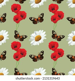 tropical leafs and florals seamless pattern design