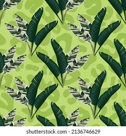tropical leafs and florals seamless pattern design