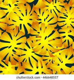 Tropical leafs pattern on dark background