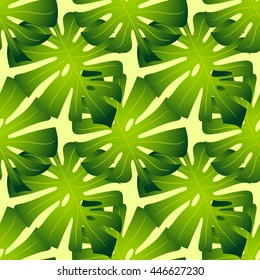 Tropical leafs pattern on light warm background