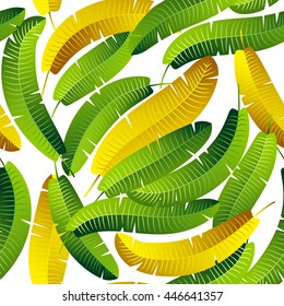 Tropical leafs pattern on white background