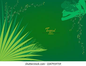 Tropical leafs template with dark background,Nature template,green vector background,EPS.10