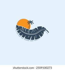 Imagen de Vector de la naturaleza del marco abstracto de la hoja tropical. Vector de la forma y del logotipo