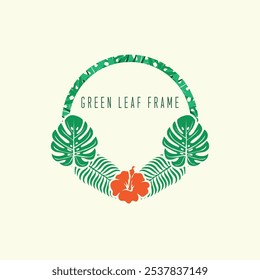 Tropical leave abstrack frame nature vector image.shape and logo vector,Green tropical leaves frame copy space vector image