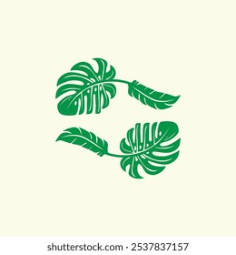 Tropical leave abstrack frame nature vector image.shape and logo vector,Green tropical leaves frame copy space vector image