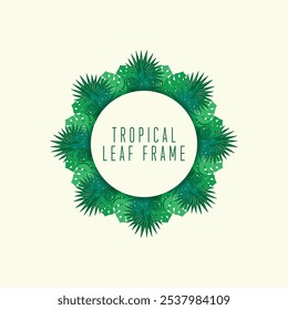 Tropical leave abstrack frame nature vector image.shape and logo vector,Green tropical leaves frame copy space vector image