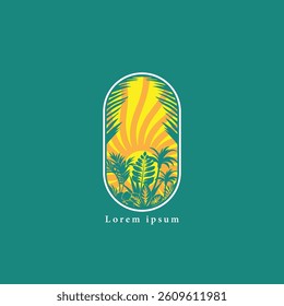 Tropical leave abstrack frame nature vector image.shape and logo vector,Green tropical leaves frame copy space vector image