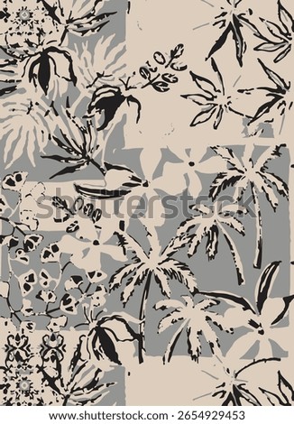 tropical leave seamless watercolor pattern background. Leave vector illustration. Watercolor print in rustic vintage style, textile or wallpapers.