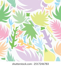 tropical leaves with abstract shapes floral seamless pattern. abstract shapes tropical leaves seamless pattern. Suitable for decorations, tiles, wrapping, textile, products, and fabric print.