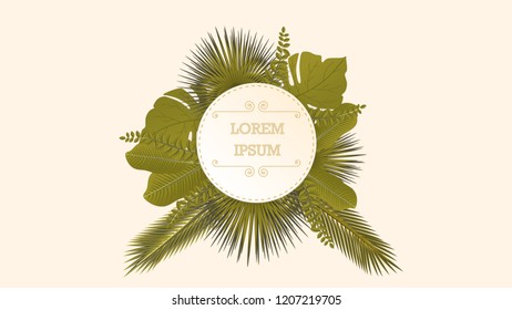 Tropical leaves around the circle frame