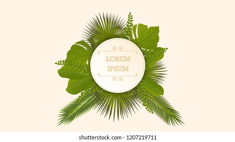 Tropical leaves around the circle frame