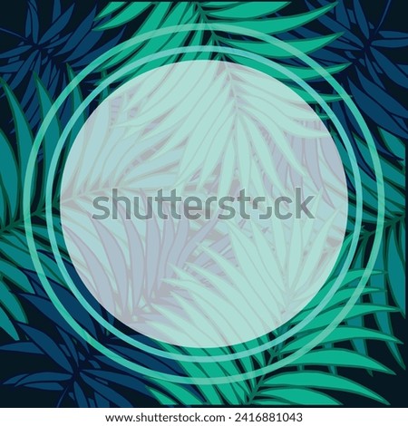 Tropical leaves bacground border frame