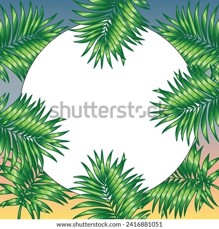 Tropical leaves bacground border frame