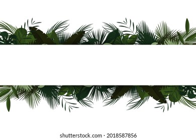 Tropical leaves background with blank sign