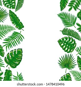 Tropical leaves background. Collection icon tropical leaves. Vector