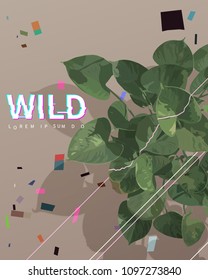 Tropical leaves background graphic template