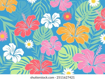 Tropical leaves background. Hand drawn leaves natural. monstera leaves. Design for fabric, textile, wallpaper, clothing, Shirt. floral element. Vector illustration