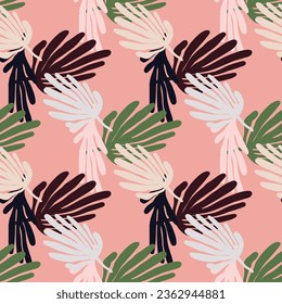 Tropical leaves background. Matisse inspired decoration wallpaper. Simple organic shape seamless pattern. Floral backdrop. Design for fabric , textile print, surface, wrapping, cover.