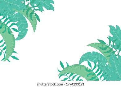 tropical leaves background palm tree leaf nature border vector illustration