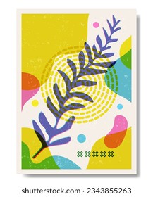 tropical leaves background with risograph style