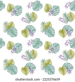 Tropical leaves background and seamless