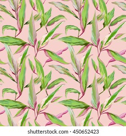 Tropical Leaves Background. Seamless Pattern. Vector Design