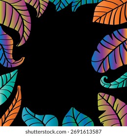 Fondo de hojas tropicales con espacio para texto. Ilustración vectorial.