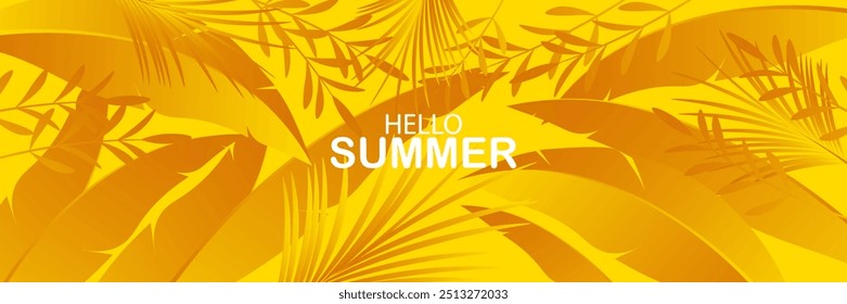 Tropical leaves background. Summer holiday banner. Vector