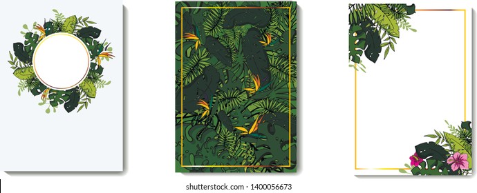 Tropical leaves background, summer pattern