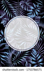 tropische Blätter, Hintergrund.
Sommervektorgrafik. Design für Postkarten, Wallpaper, Digital, Websites und soziale Medien. Dschungelblättriger Hintergrund.