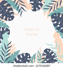 plantilla de fondo de hojas tropicales con lugar para texto