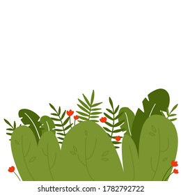Plantilla de fondo de hojas tropicales ilustración vectorial diseño plano