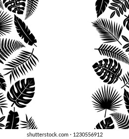 Tropical leaves background. Vector