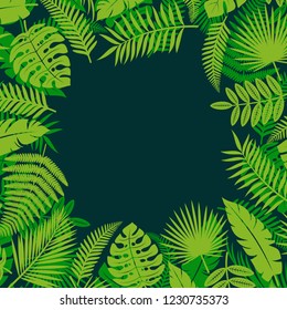 Tropical leaves background. Vector